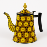 Regal SunKraft™ Hand-Painted Decorative Kettle – Yellow Mosaic Floral with Gold Top