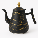 Royal Matte Black Gold-Marble Teapot – Decorative Luxe Kettle