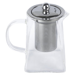 CrystalBrew™ Square Glass Tea Pot with Stainless Steel Infuser & Lid