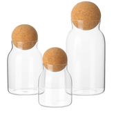 Nordic-Inspired Glass Canister Set with Ball Cork Lid – 3-Piece Minimalist Storage Jars