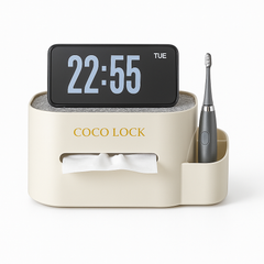 COCO LOCK Multi-Function Tissue Box Organizer with Phone & Toothbrush Holder