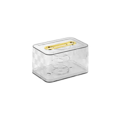 Crystal Luxe Cotton Swab & Tissue Box – Transparent Acrylic Dispenser with Gold Handle