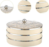 Royal Luxe 3-Layer Dry Fruit & Snack Storage Box – Rotating Elegant Round Organizer with Lid