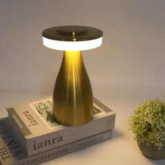 Luxury Touch LED Table Lamp – Modern Rechargeable Gold Metal Lamp for Home & Office