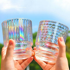 Holographic Textured Colorful Glass Tumblers – Premium Iridescent Drinkware Set