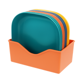 StackMate Plate Set with Organizer – 10-Piece Modern Square Dinner Plates Set