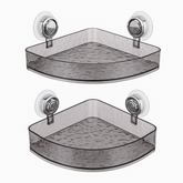 Transparent Textured Corner Bathroom Shelf with Suction Mount – No-Drill Storage Organizer