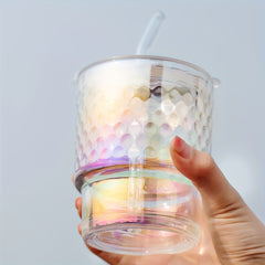 Holographic Textured Colorful Glass Tumblers – Premium Iridescent Drinkware Set