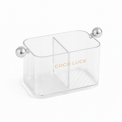 COCO LUCK Transparent Acrylic Storage Organizer – 3-Compartment Holder with Chrome Side Handles