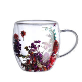 BlossomArt™ Hand-Painted Glass Mug Set – 3-Piece Floral Tea & Coffee Cups