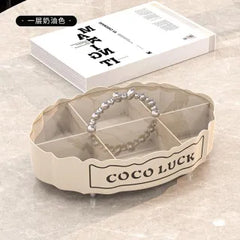 Coco Luck Premium Jewelry Organizer – Elegant Oval Tray with 6 Compartments
