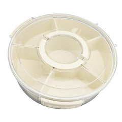 Round Multi-Section Dry Fruit & Snack Storage Box with Rotating Lid – 6-Compartment Organizer