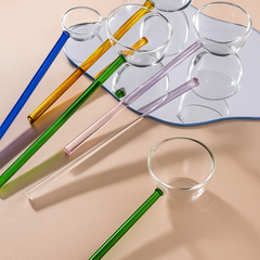 Heat-Resistant Borosilicate Glass Tarka Spoon with Colored Handle – 25cm