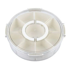 Round 7-Compartment Dry Fruit & Snack Storage Box with Rotating Lid – Airtight Multi-Purpose Organizer Big size