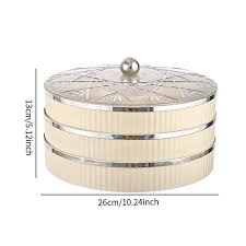 Royal Luxe 3-Layer Dry Fruit & Snack Storage Box – Rotating Elegant Round Organizer with Lid