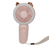 Cute Rechargeable Mini Handheld Fan – Compact Cooling with LED Light Ring