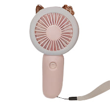 Cute Rechargeable Mini Handheld Fan – Compact Cooling with LED Light Ring