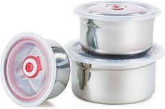 Stainless Steel Food Storage Bowl Set with Airtight Lids – 3-Piece Stackable Design