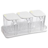 Elegant Rose Gold Spice Jar Set – 3-Piece Kitchen Storage with Tray & Spoons