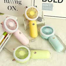 Cute Rechargeable Mini Handheld Fan – Compact Cooling with LED Light Ring