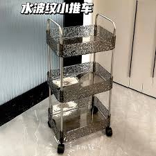 Vintage Gold 3-Tier Rolling Storage Cart with Perforated Metal Baskets