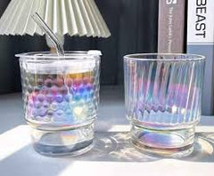 Holographic Textured Colorful Glass Tumblers – Premium Iridescent Drinkware Set