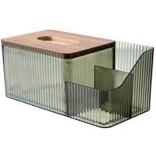 Elegant Multi-Compartment Acrylic Storage Box with Bamboo Lid