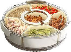 Round 7-Compartment Dry Fruit & Snack Storage Box with Rotating Lid – Airtight Multi-Purpose Organizer Big size