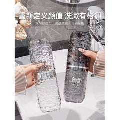 Elegant Travel Toothbrush Cup Set – Textured Dual-Cup Design with Butterfly Emblem