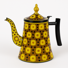 Handcrafted Sunburst™ Decorative Kettle – Traditional Floral Design with Golden Accents