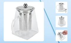 CrystalBrew™ Square Glass Tea Pot with Stainless Steel Infuser & Lid