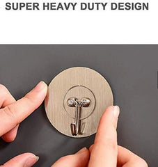 Heavy-Duty Golden Round Adhesive Wall Hooks – 10-Piece Self-Stick Stainless Steel Hook Set