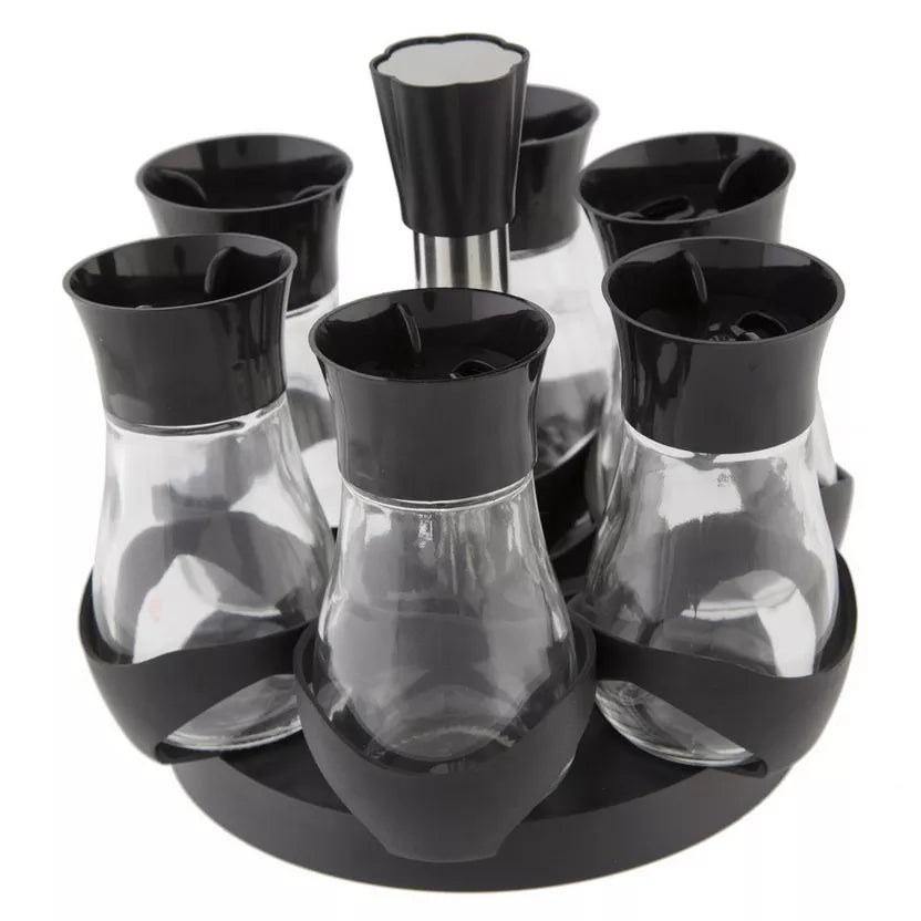 EliteSpin™ Premium 6-Piece Rotating Spice Jar Set with Sleek Dispensers