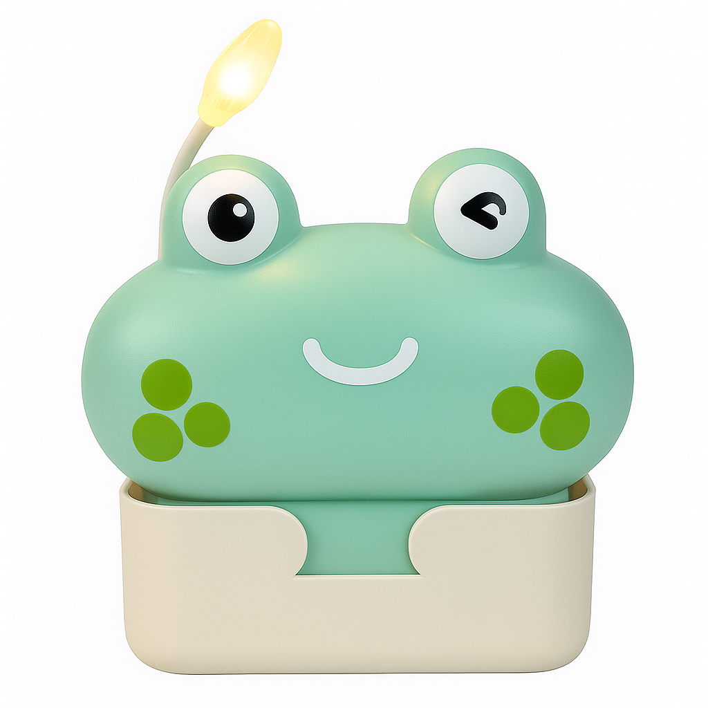 Cute Frog-Themed LED Night Light & Storage Box – Multi-Function Kids Room Organize