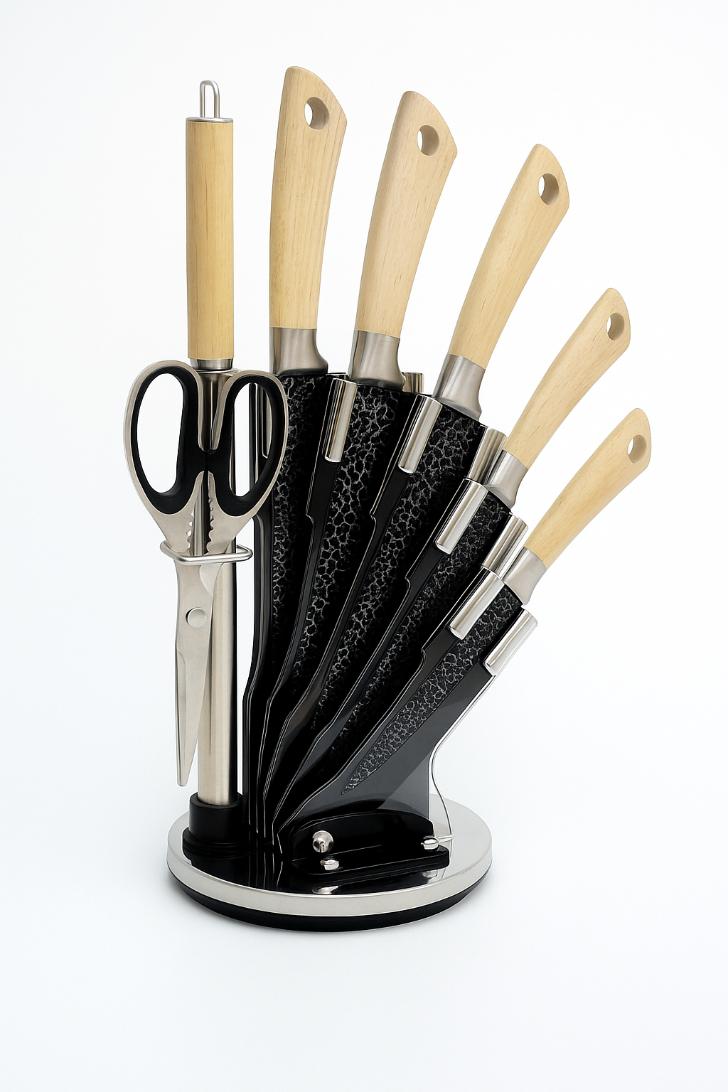 Premium Kitchen Knife Set with Rotating Stand