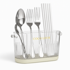 COCO LOCK Premium Transparent Cutlery Holder with Drain Base – Multi-Use Kitchen Organizer