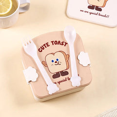 CuteToast™ Cartoon Bento Lunch Box with Spoon & Fork – Fun & Functional for Kids
