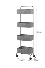 4-Tier Floral Pattern Multipurpose Trolley Rack with Wheels – Compact Storage Solution for Kitchen, Bathroom & Bedroom