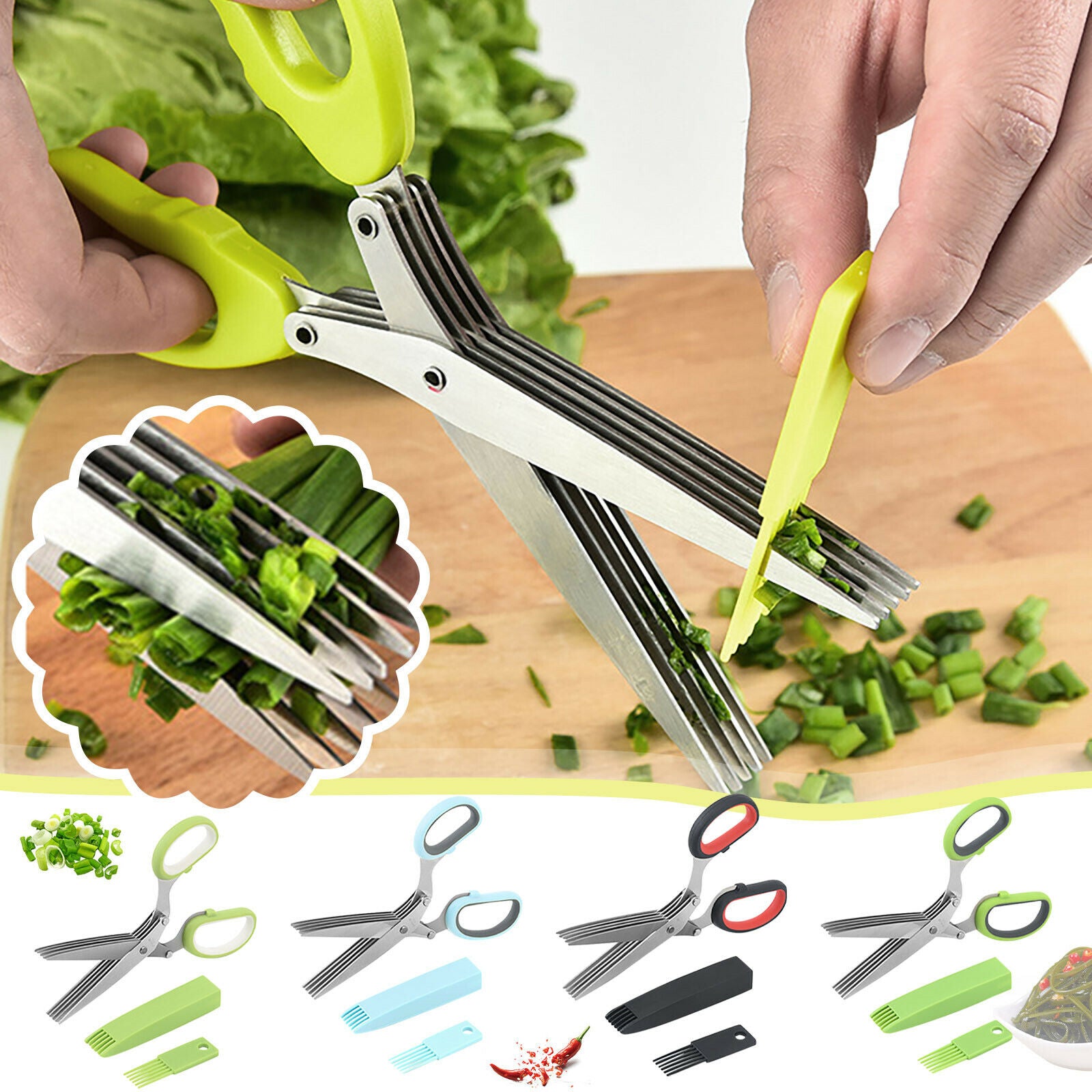 5-Blade Multipurpose Herb Scissors with Comfort Grip Handle