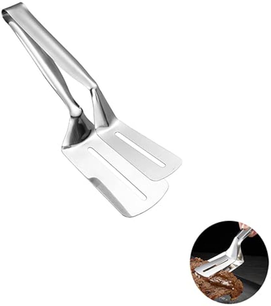 Stainless Steel Slotted Serving Tong – Dual Spatula Design for Frying & Flipping