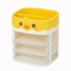 Cute Duck-Themed 3-Layer Drawer Organizer – Multi-Compartment Storage Box for Kids & Home