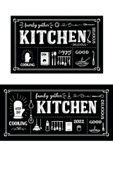 Vintage Chalkboard Style Kitchen Mat Set - 2 Piece Non-Slip Anti-Fatigue Mats for Cooking, Baking