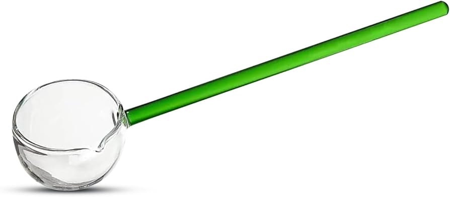 Heat-Resistant Borosilicate Glass Tarka Spoon with Colored Handle – 25cm