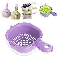 Mini Multipurpose Handheld Strainer – Compact Plastic Drain Scoop with Hook Handle