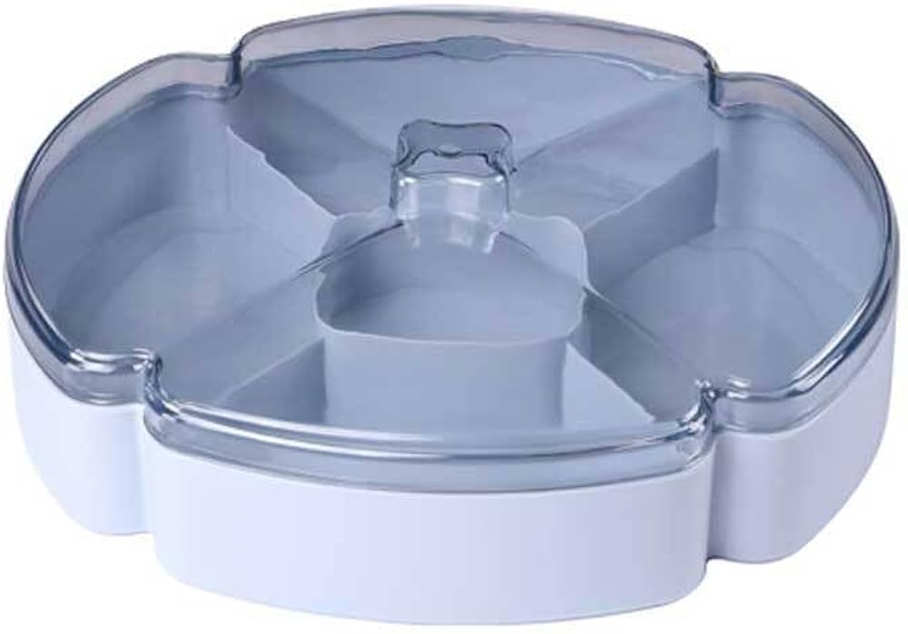 Blossom-Shaped Rotating Multi-Compartment Storage Box with Transparent Lid