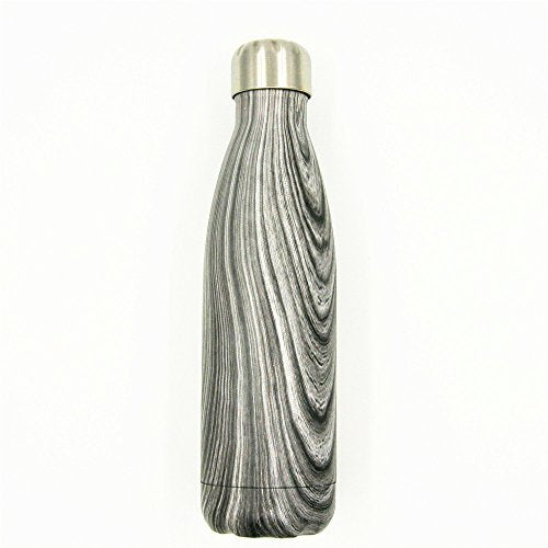 Sleek Woodgrain Stainless Steel Thermos Bottle – 500ml Modern Insulated Flask
