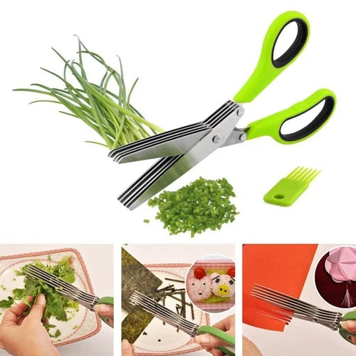 5-Blade Multipurpose Herb Scissors with Comfort Grip Handle