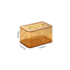 Crystal Luxe Cotton Swab & Tissue Box – Transparent Acrylic Dispenser with Gold Handle