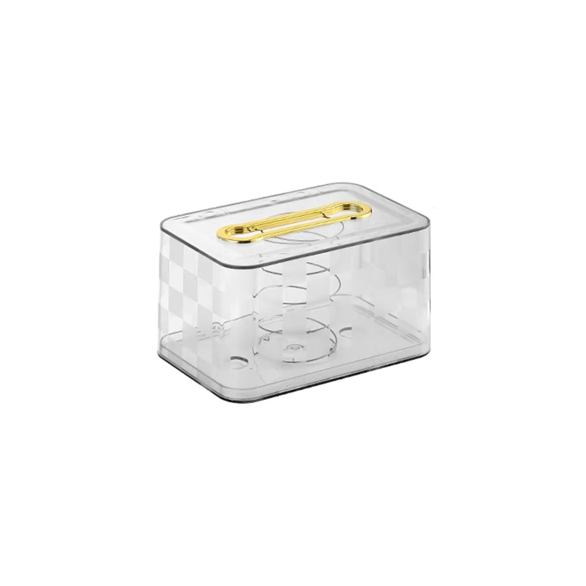 Crystal Luxe Cotton Swab & Tissue Box – Transparent Acrylic Dispenser with Gold Handle