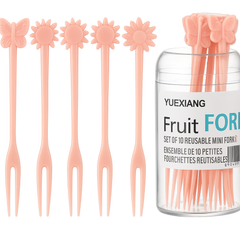Reusable Fruit Fork Set – 10Pcs Mini Dessert Picks with Cute Butterfly & Sunflower Handles